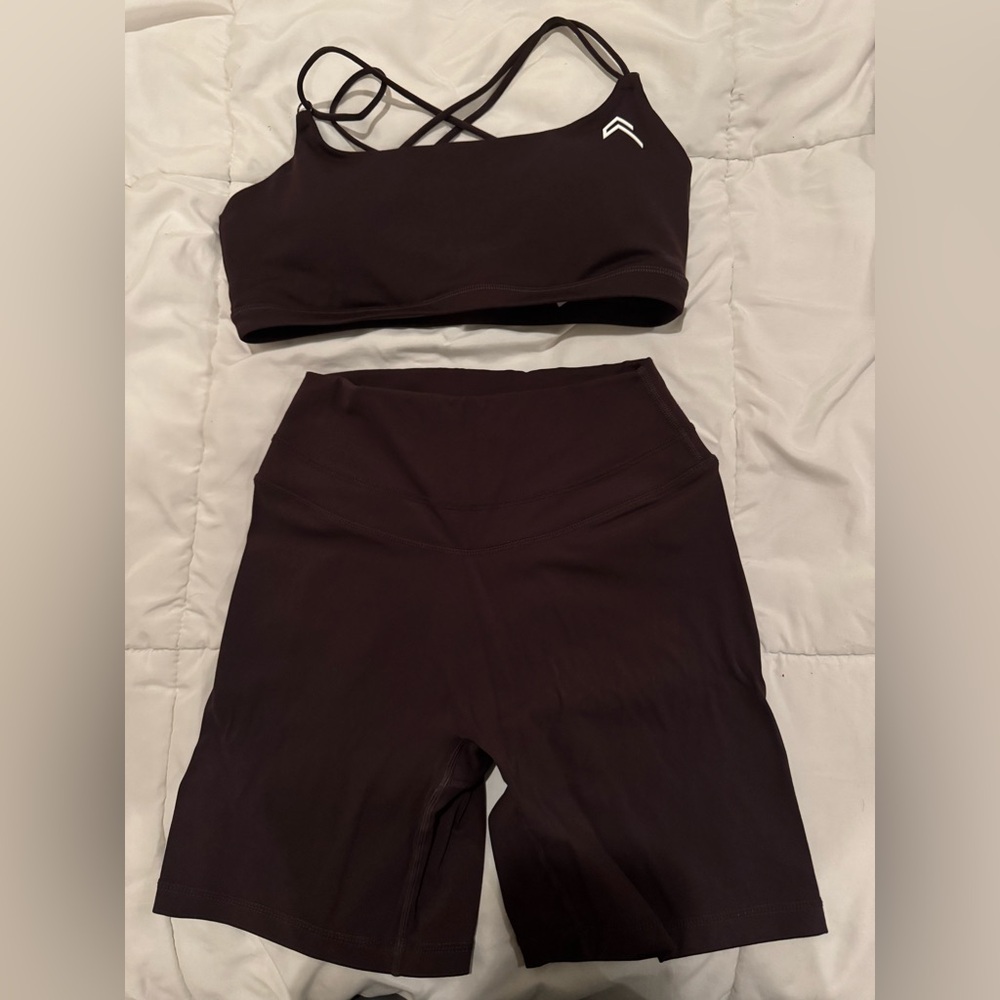 Oner active plum brown Sports Bra and Shorts Set